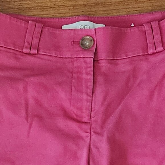 LOFT Hot Pink Julie Cotton/Spandex Cropped Pants Size 4 Petite - Picture 6 of 15